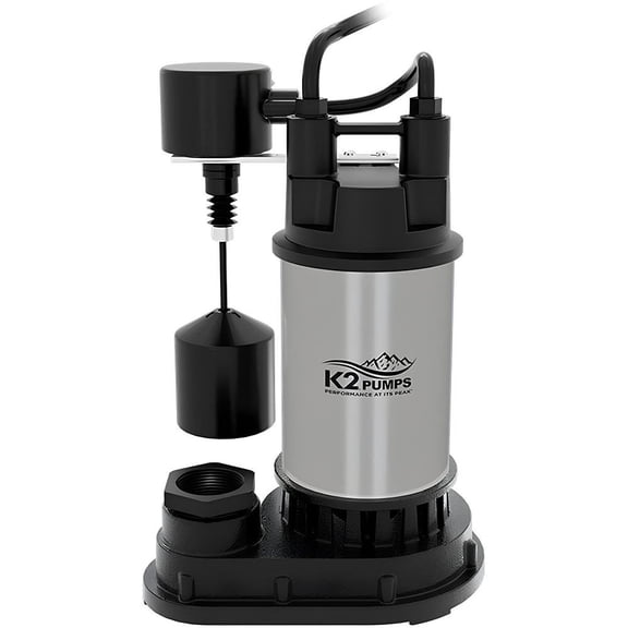 K2 Pumps Sump Pump 1/2 Hp Stainless Steel With Direct In Vertical Switch
