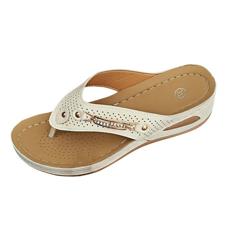 OJSFQUFP Womens Sandals Women s Summer Fashion Solid Color Hollowed Out Drill Slippers Casual Comfort Lightweight Non Slip Shoes Shoes for Elderly Women White 41