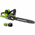 thumbnail image 1 of Greenworks 40V 14" Cordless Brushless Electric Chainsaw, 2.0 Ah Battery and Charger Included [75+ Compatible Tools], 1 of 7