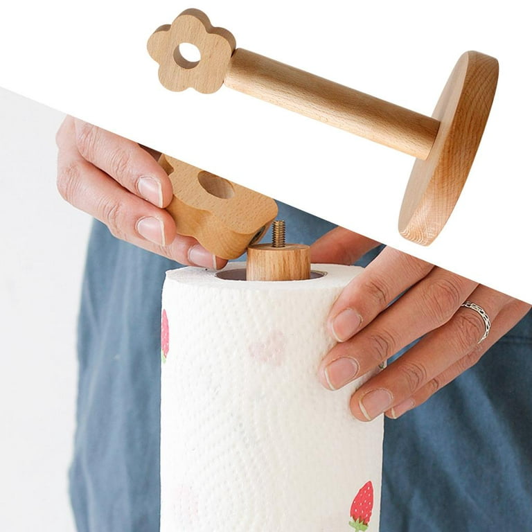 Big Sales! Japanese-Style Solid Wood Paper Roll Holder Kitchen Vertical  Beech Paper Towel Rack Small Flower Rag Rack