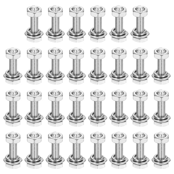 M3 x 12mm 304 Stainless Steel Hex Head Screws Bolts, Nuts, Flat & Lock Washers Assortment Kit, 50 Sets