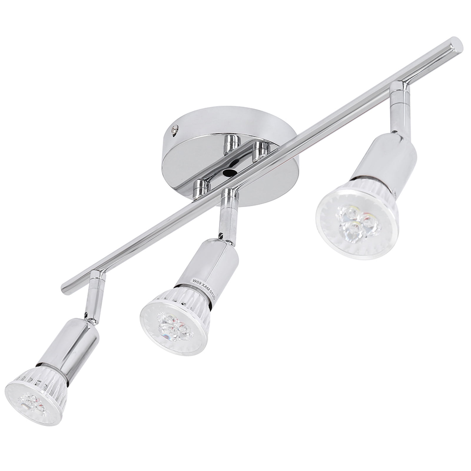 Augper Clearance Track Lighting Kit, 3 Head Foldable Ceiling Spot Light with GU10 Socket for Kitchen Hallyway Bedroom Fixture Directional Accent Lamp