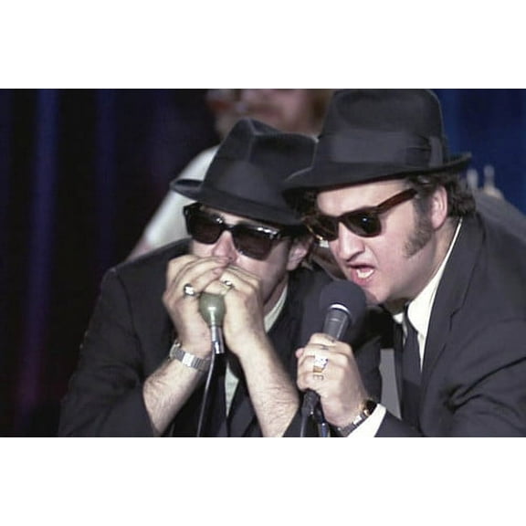 Dan Aykroyd and John Belushi in The Blues Brothers singing playing harmonica 24x36 Poster