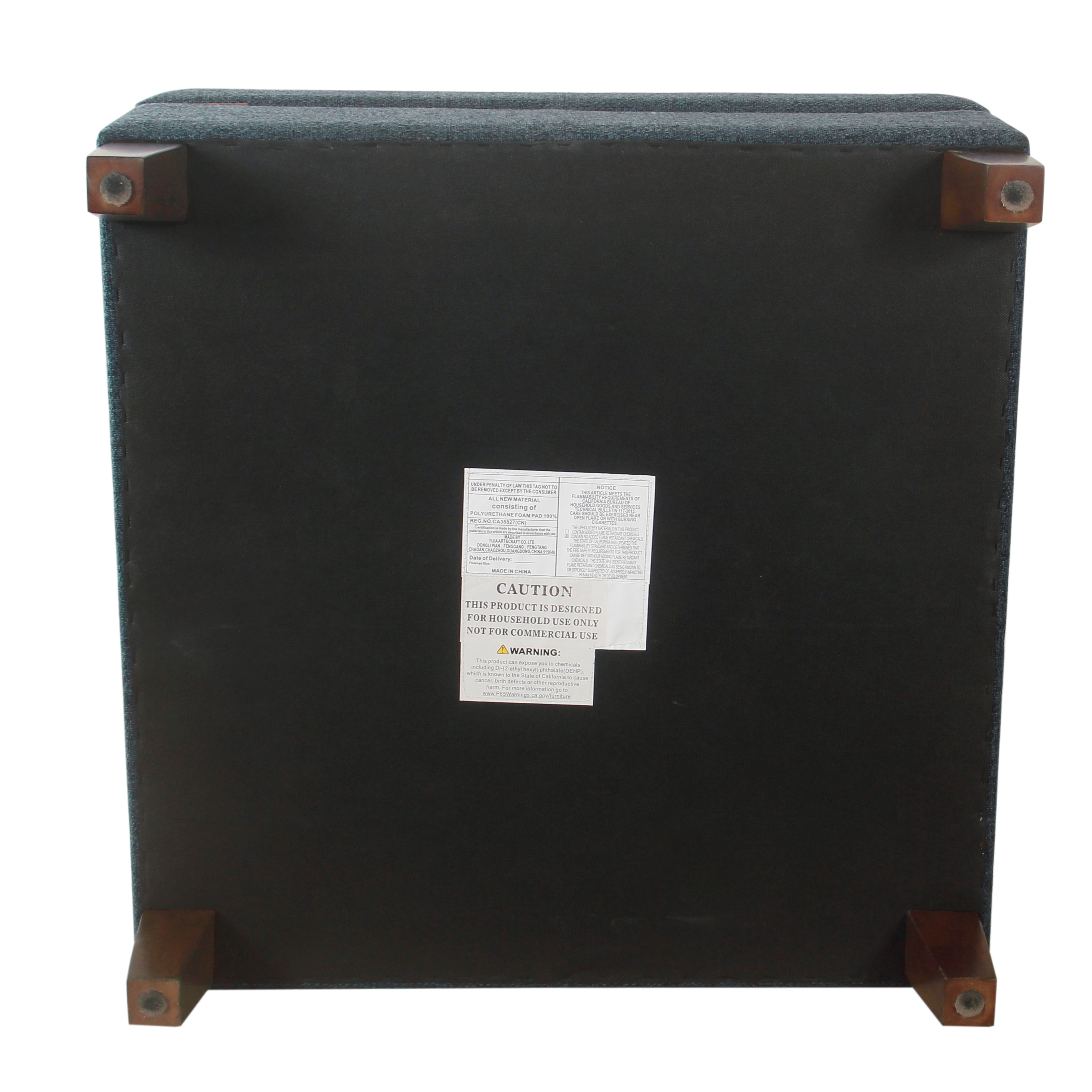 HomePop Luxury 32" Square Transitional Fabric Storage Ottoman in Textured Navy