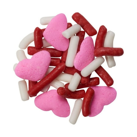 - Red & White Jimmies with Pink Hearts Edible Confetti Sprinkles - 2.6 oz