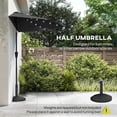 thumbnail image 3 of Parasol Demi-Extérieur de 105,1 Pouces pour Patio avec Lumières DEL Solaires, Parasol Demi-Rond Noir Inclinable avec Manivelle et Protection UV pour Petit Balcon, Terrasse Murale et Espace de Jardin, 3 of 7