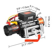 VEVOR 12000 lb 12V Electric Truck Winch 85 ft Steel Cable Wireless Remote Control Winch for Jeep / UTV / ATV / Truck