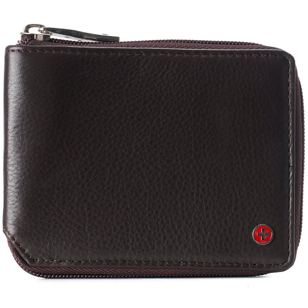 Alpine Swiss Alpine Swiss Zipper Bifold Wallet for Men Women RFID Protected Genuine Leather