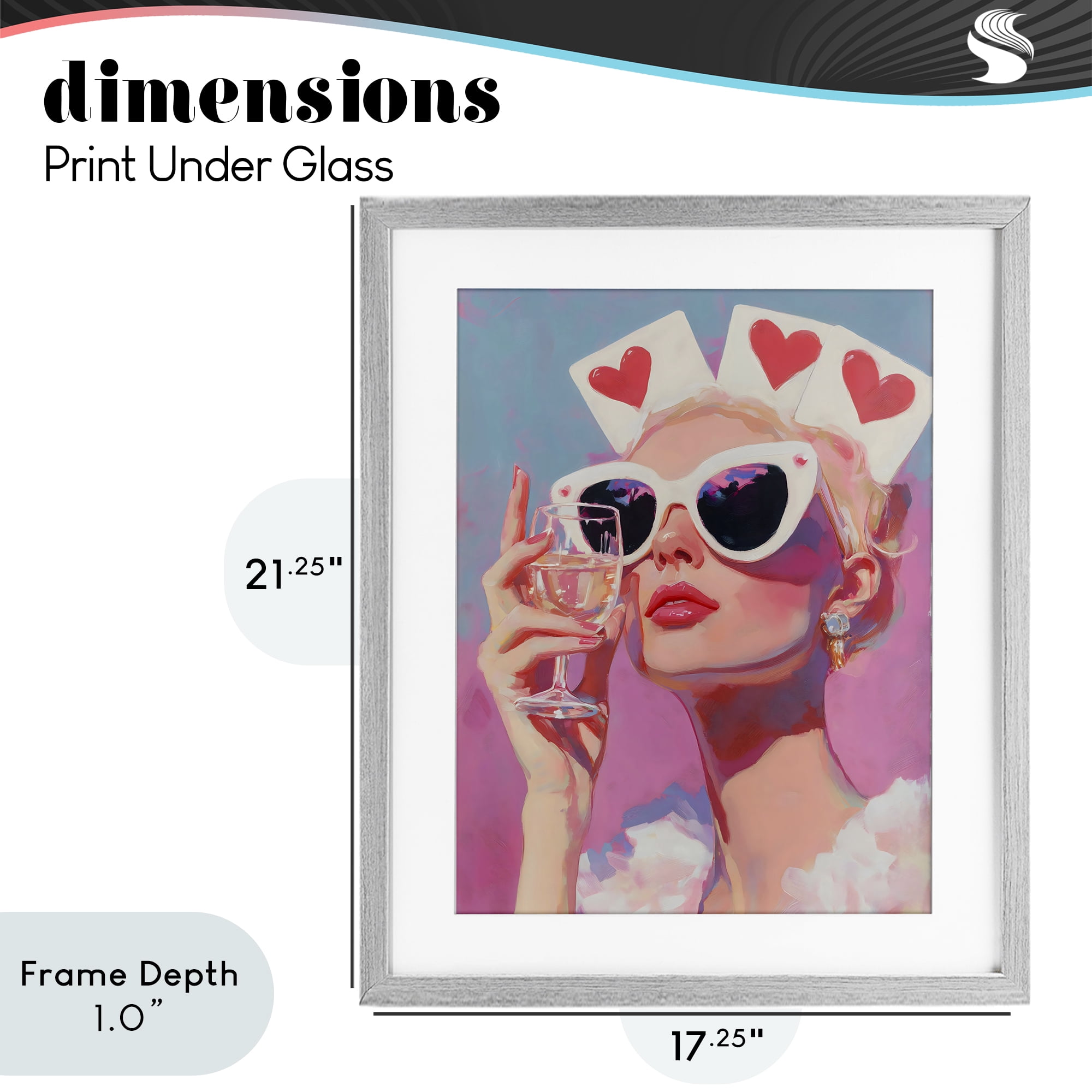 Stupell Industries Queen of Hearts Retro Glam Gray Framed Print Under Glass, design by The Prints Vibe