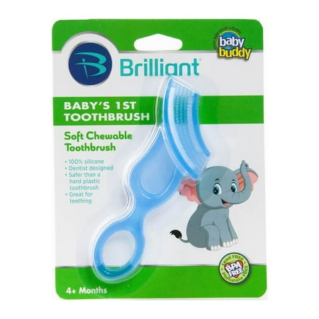 UPC: 0047414205010 | Brilliant Babys 1st Toothbrush Teether Chewable Silicone No-BPA First Brush for Babies and Toddlers Blue 1 Count