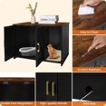 thumbnail image 4 of Litter Box Enclosure, Cat Litter Box Furniture Hidden, with Scratching Mat, Wooden Cat Washroom Indoor, Fit Most of Litter Box, 31.5" L x 19.7" W x 21.7" H, Black+Rustic Brown, 4 of 17