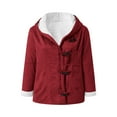 thumbnail image 4 of SEAOPEN Womens Oversized Zip Up Hooded Jacket Winter Plus Size Sherpa Coat Fleece Coat for Women Red L, 4 of 5