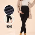 thumbnail image 2 of safuny Clearance Winter Maternity Leggings Plush Thickened Underlay Pants Over The Belly High Waist Pregnancy Pants Black, 2 of 5