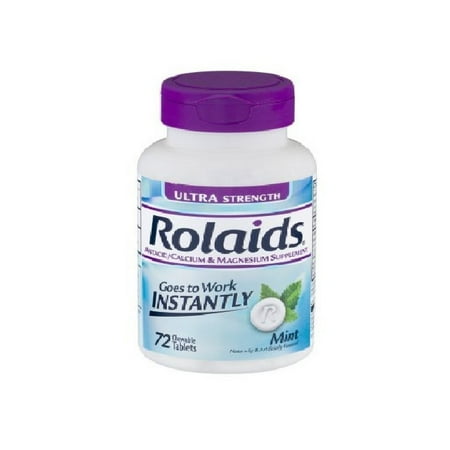 Rolaids Ultra Strength Antacid/Calcium & Magnesium, Mint Flvr, 72 ct, 3 Pack
