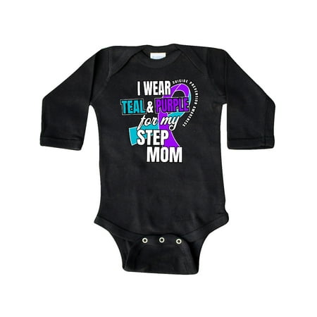 

Inktastic Suicide Prevention I Wear Teal and Purple for My Step Mom Gift Baby Boy or Baby Girl Long Sleeve Bodysuit