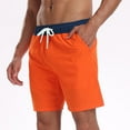 thumbnail image 5 of Men Swim Trunks Elastic Waist Drawstring Swimming Quickly Dry Color Block Fashion Summer Beach Shorts (L, Orange), 5 of 8