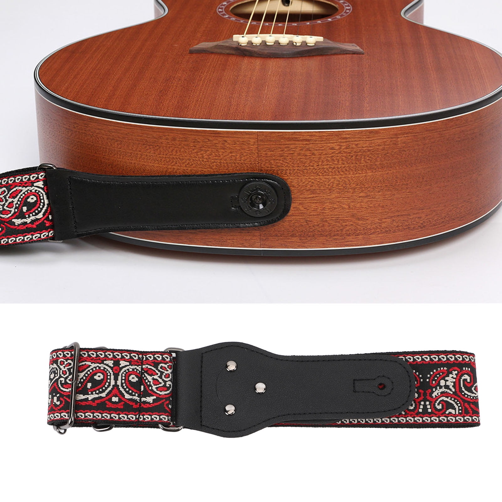 Sangle de guitare en cuir véritable de 8 cm avec doublure en daim et cuir pour basse, guitare électrique et guitare acoustique (noir
