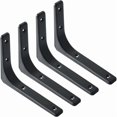thumbnail image 1 of Wall Shelf Bracket, 4PCS Metal Bracket 200mm x 150mm Heavy Duty Bracket Wall Shelf Support for Industrial Kitchen Wall Decor Radiator Wall Mounting (Black), 1 of 5