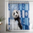 thumbnail image 5 of Funny Panda Standard Shower Curtain Set, Waterproof Shower Curtains for Bathroom, Cute Art Modern Lovely Animals on Showering Blue Washable Fabric Bath Curtain for Bathtub with Hooks 72x72 Inches, 5 of 9