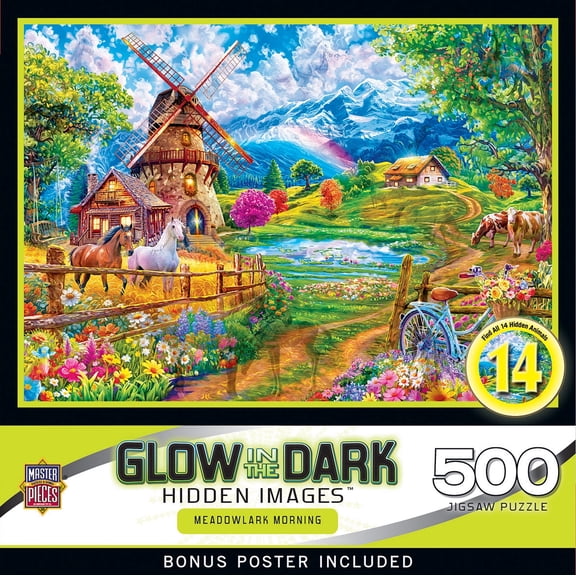 MasterPieces 500 Piece Glow in the Dark Puzzle - Meadowlark Morning - 15"x21"