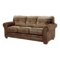 Pemberly Row Wild Horses 88" Microfiber Sleeper Sofa in Brown