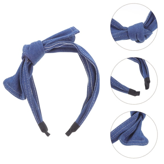 DRAFIDEEP Dark Blue Wide Bow Headband for Ladies Comfortable Fashion Hairband for Weddings