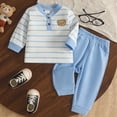 thumbnail image 2 of Gerichy Toddler Baby Boy Clothes Striped Outfits Fashion Fall Winter Sweatshirt Sweat Pant 6 12 18 24 Months 2T 3T Kids Tops Shirt Sets, 2 of 5