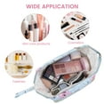 thumbnail image 4 of Travel Cosmetic Makeup Bag Fashion Quilted Make up Organizer Lightweight Wide-Open Pouch with Handle Easy-Clean Pocket for Brushes for Women, Sky Blue, 4 of 8