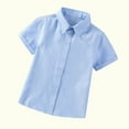thumbnail image 5 of Elainilye Fashion Toddler Boys Short Sleeve Blouse Solid Color Gentleman's School Uniform Shirt Sizes 3-14Y,Blue, 5 of 5