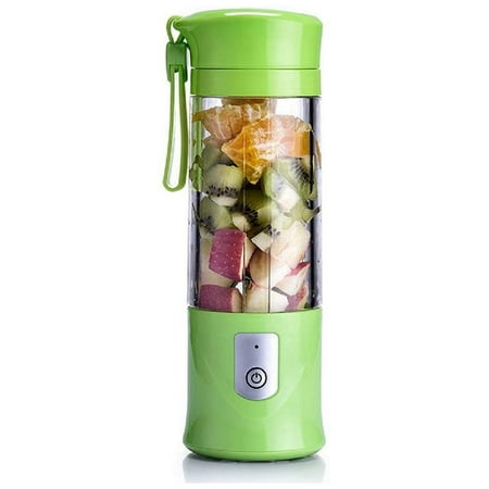 

USB Electric Safe Juicer Fruit Juice Blender Travel Mix Mini Portable Charging / Juicing Mix Crushing Ice Blender 420Ml Kettle Green