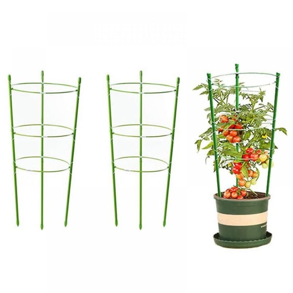 MIARHB Plant Support Series 17.6” Metal Round Tomato, Peony Plant Support Cage with Clips (2 Count)