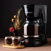 Mixpresso 12 Cup Coffee Pot, Auto-Off & Reusable Filter, Large Drip Coffee Maker 12 Cup Borosilicate Glass Carafe, Anti-Drip Coffee Machine Water Level Window, Black Electric Coffee Maker