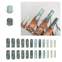 RAGUPEL 24Pcs Glue on Nails for Women,Matte Design Nail Tips Square,Snowflake Nails Press Ons,Long Nails for Daily Life,Dating,Gatherings and Photo Shoots,Style3
