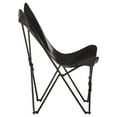 thumbnail image 2 of vidaXL Foldable Butterfly Chair Black Real Leather, 2 of 5