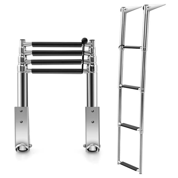 Costway 4-Step Telescoping Boat Ladder Folding Dock Ladder with Non-slip Steps