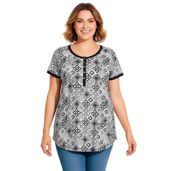 Woman Within Plus Size Knit Henley Tunic