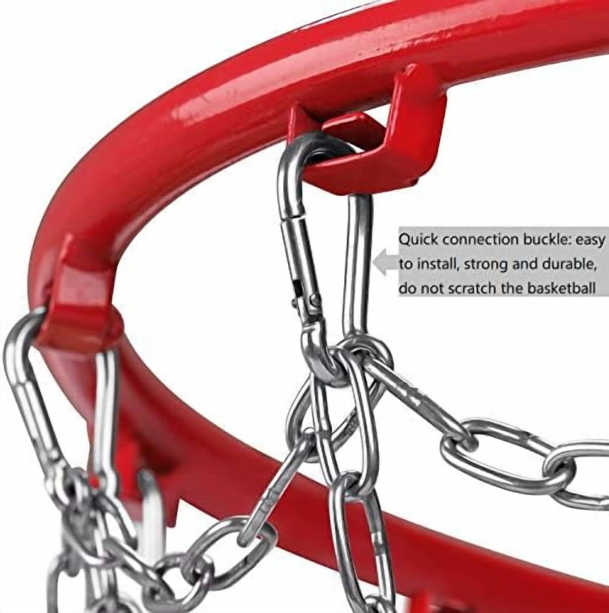 GOLRISEN Basketball net, Metal Chain Net Braided Permanent Rust Proof (12 Links), Quick Installation