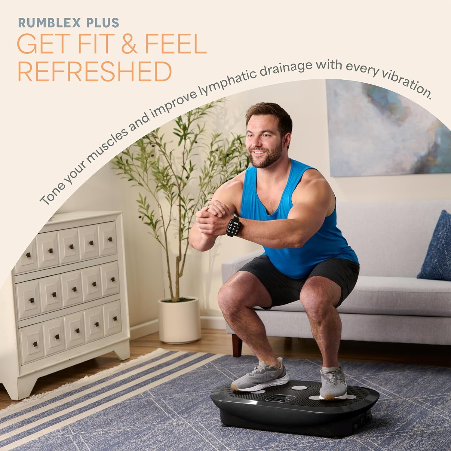 Lifepro Rumblex Plus 4D Vibration Plate Exercise Machine – Triple Motor Full Body Vibrating Plate for Weight Loss, Recovery, Circulation & Lymphatic Drainage – Black