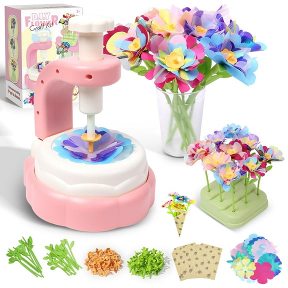 Vikua Children's Fabric Flower Crafts,DIY Craft Kits for Kids, Build Your Bouquet, Arts & Crafts for 3 4 5 6 7 8 Year Toddler Girl (DIY Fabric Flower Toys)