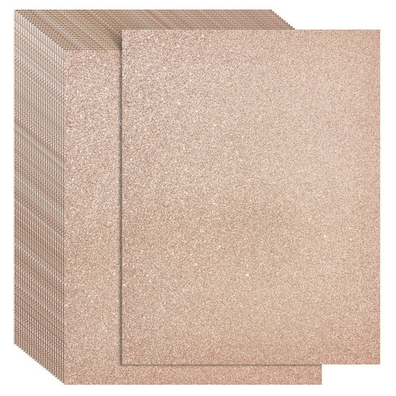 Bright Creations Rose Gold Glitter Cardstock - Printer-Friendly Cardstock Paper - Scrapbooking Paper for Scrapbook Supplies - Heavy Craft Sheets & Glitter Card Stock - 24 Pack, 8.5 x 11 In, 280gsm