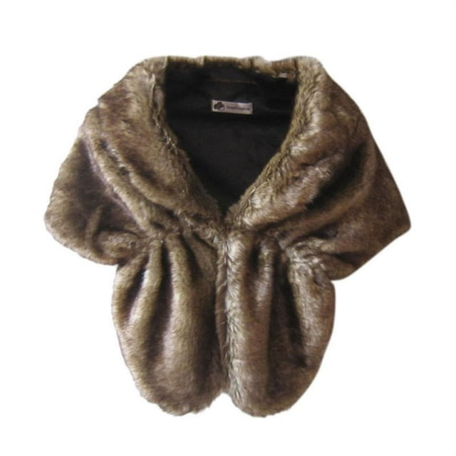 AMERTEER Faux Fur Shawl Wrap Stole Shrug Winter Bridal Wedding Cover Up