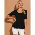 thumbnail image 3 of Allegra K Top de manga corta para mujer con cuello redondo y peplum informal Negro XS, 3 of 6