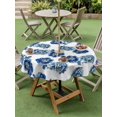 thumbnail image 4 of Outdoor Tablecloth with Umbrella Hole for Patio/Picnic/Party/Camping, Navy Blue Flower Waterproof Table Cloth Round Cover Washable, Indigo Blue Summer Botanical Farmhouse (Dia 60"), 4 of 9