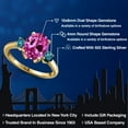 thumbnail image 2 of Gem Stone King 3.79 Ct Oval Pink Created Sapphire Blue Diamond 18K Yellow Gold Plated Silver Ring, 2 of 6