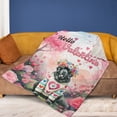 thumbnail image 4 of Hello Valentine’s Day Newfoundland Flower Crown Romantic Pink Floral Cozy Fleece Blanket Newfie Dog Lover Gifts Warm Soft Throw Blanket - 00031, 4 of 5