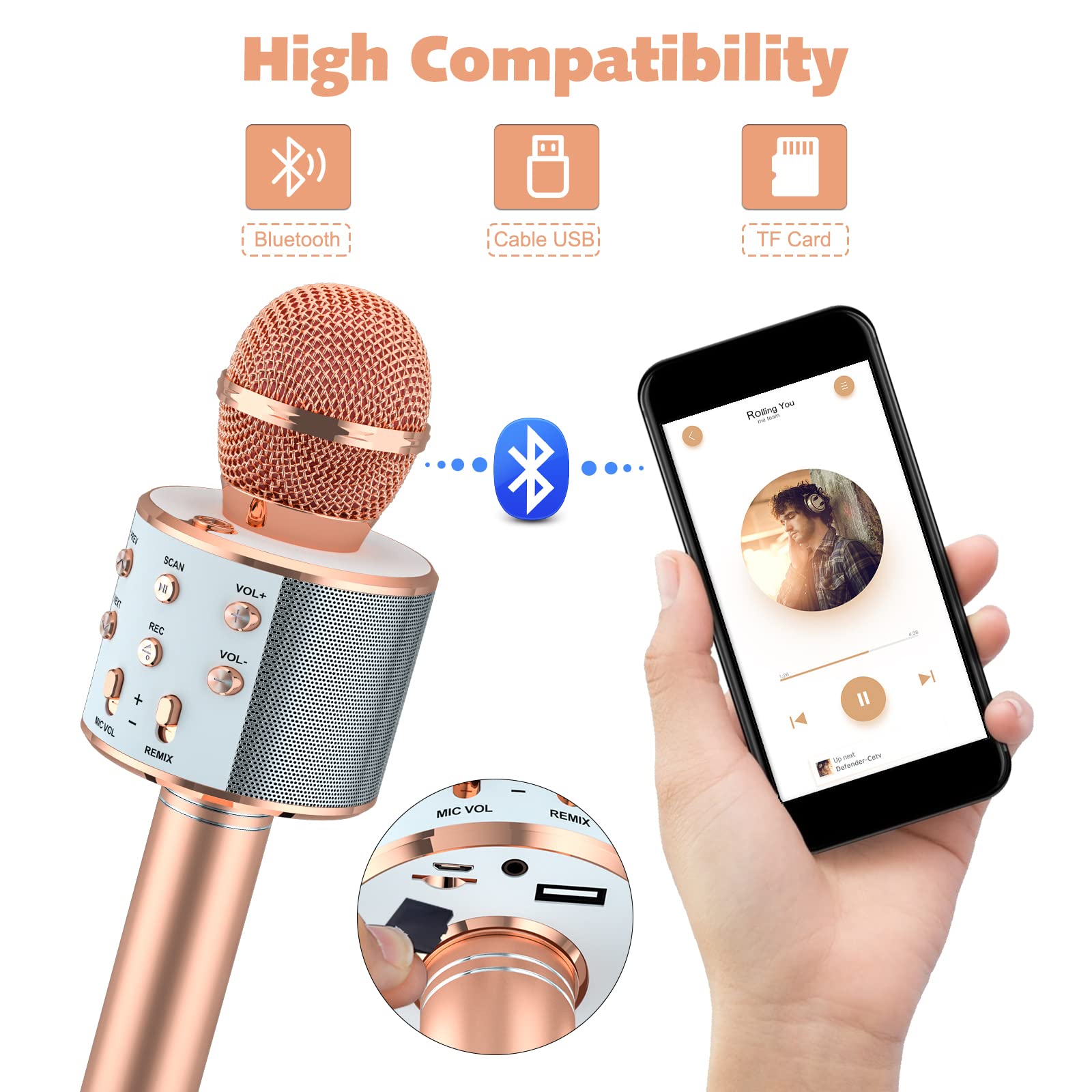 BONAOK 2-Pack Wireless Karaoke Microphones With Bluetooth Speaker photo 5