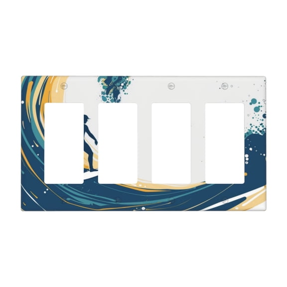 man surfing Switch Cover Decorative Wall Plate / 4-Gang 4-Decor / Standard Size 4.5x8 in