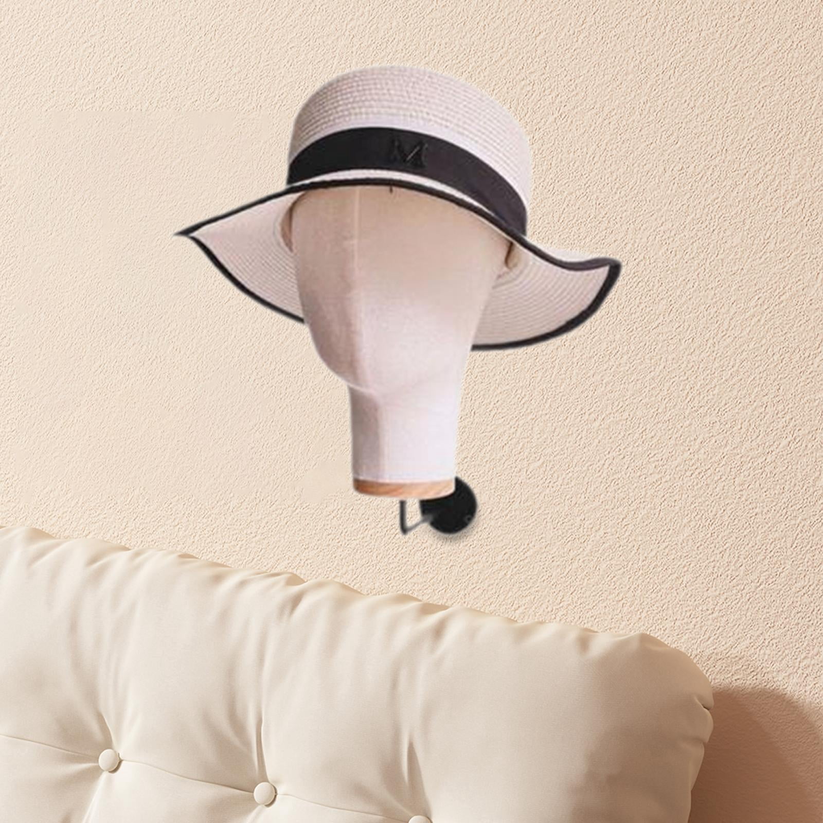 Serenable Mannequin Head, Wall Mount Stand Sturdy Wall Hat Rack, Fashion Lightweight Manikin Head Holder for Home Shopping Mall Beige