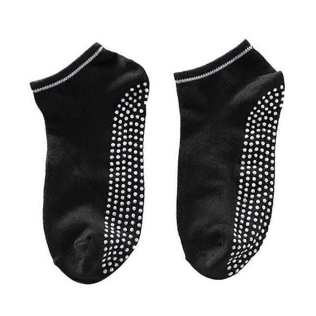 3 Pair Unisex Yoga Socks Non Skid Socks Ballet Pilates Sports Non-slip Socks Gripper For Women (Black)