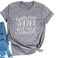 thumbnail image 2 of Shorts Womens Clearance Women's Casual Loose Round Neck Shorts Sleeve Letter Print Top Blouse T-shirt, 2 of 3